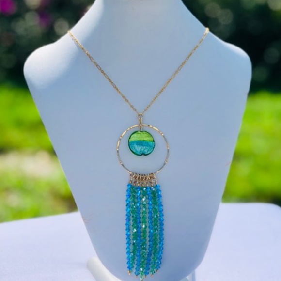 Whimsical Venetian Aqua & Peridot with 14K GF Nk